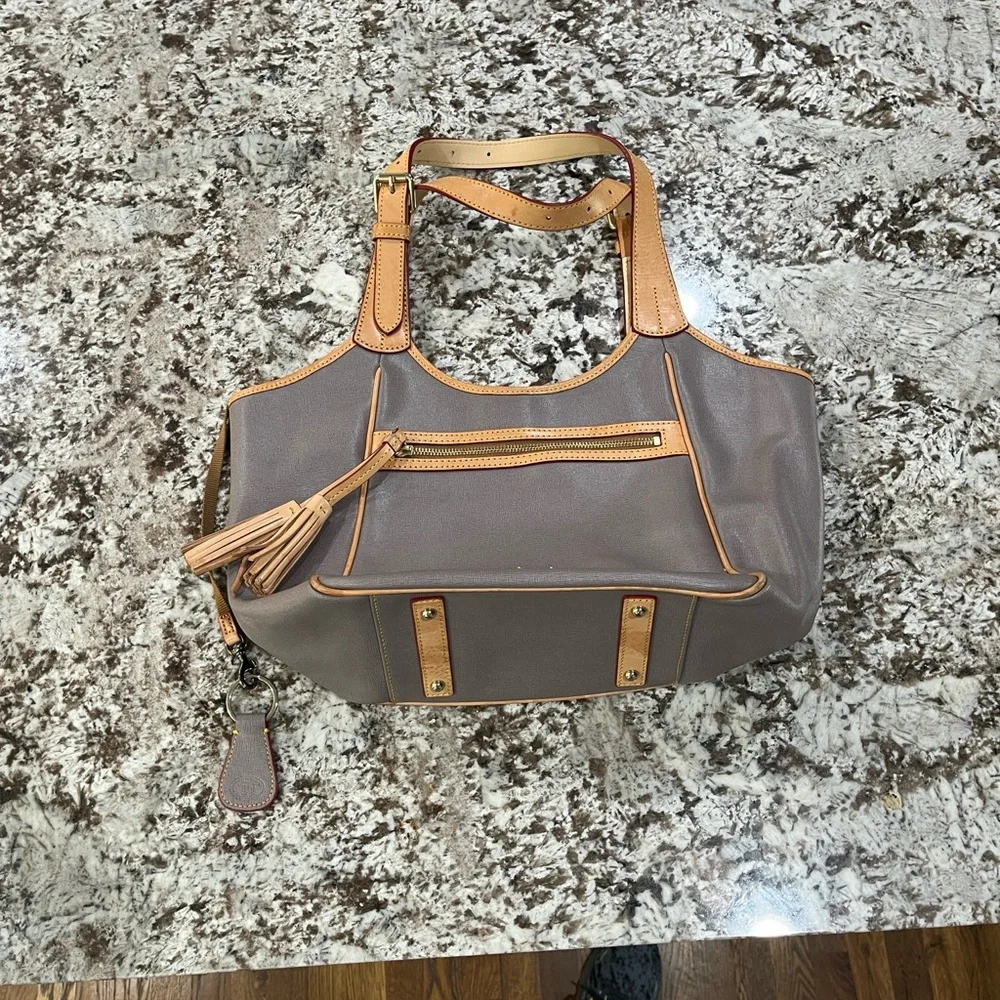 Dooney & Bourke Gray and Tan Shoulder Bag - Picture 8 of 16